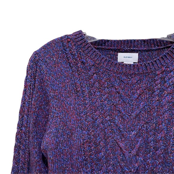 Old Navy Cable Knit Crew Neck Sweater Purple Size Large - Picture 4 of 8